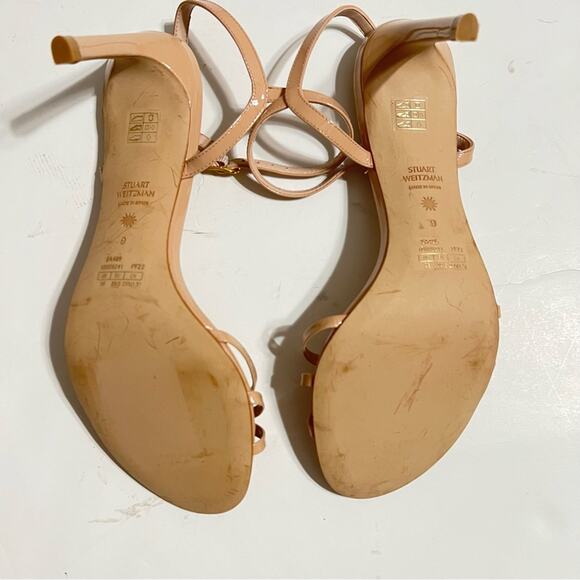 Stuart Weitzman Nude Starla 80 Patent Sandal Size 9 - Picture 10 of 13